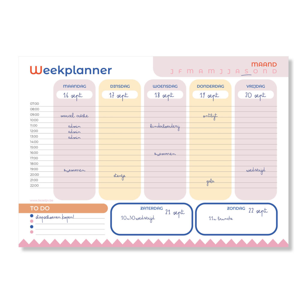 sample weekly planner