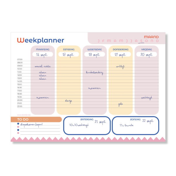 voorbeeld weekplanner